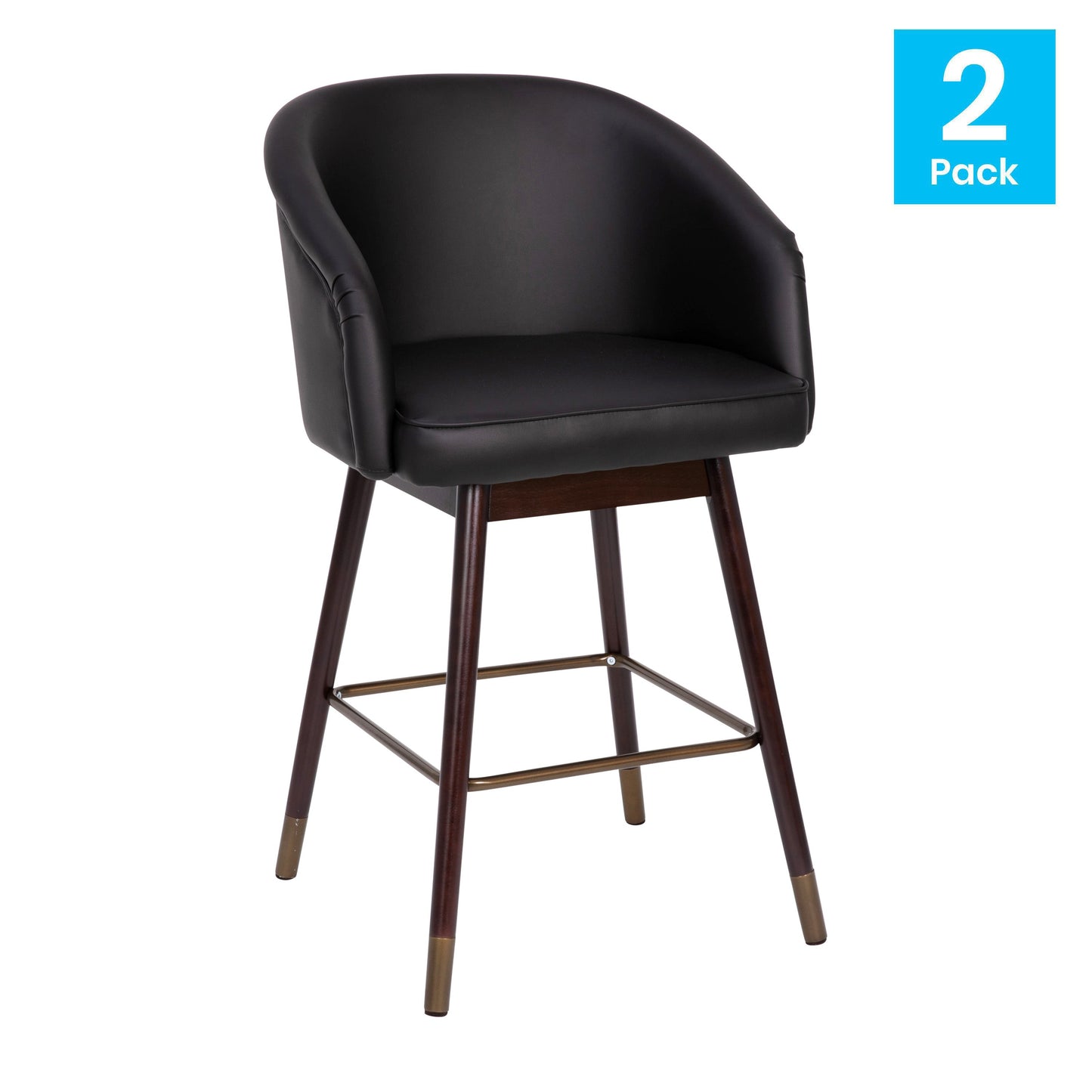 2PK Black Leather 26" Barstool 2-AY-1928-26-BK-GG