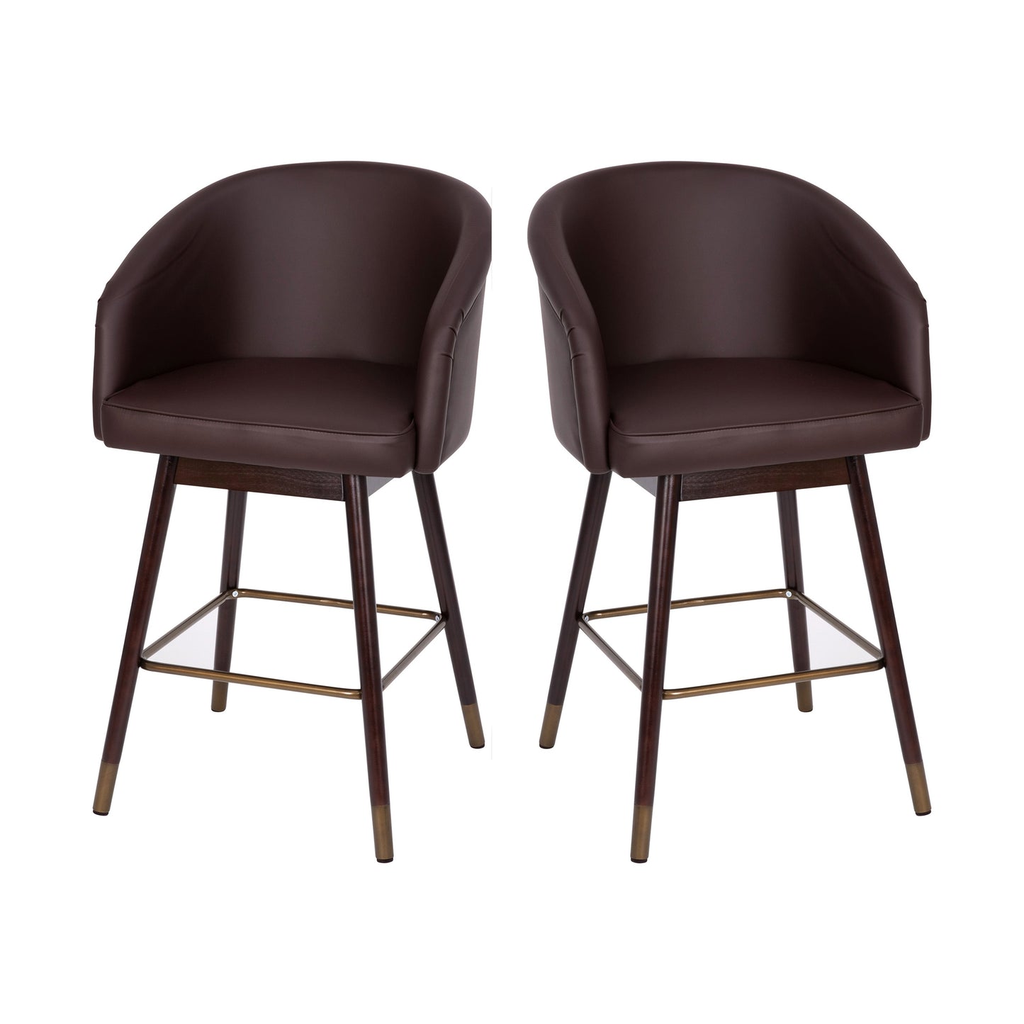 2PK Brown Leather 26" Barstool 2-AY-1928-26-BR-GG