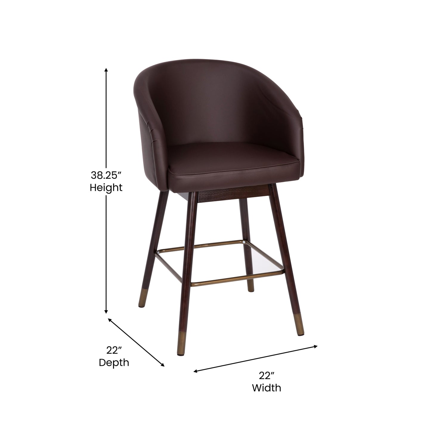 2PK Brown Leather 26" Barstool 2-AY-1928-26-BR-GG