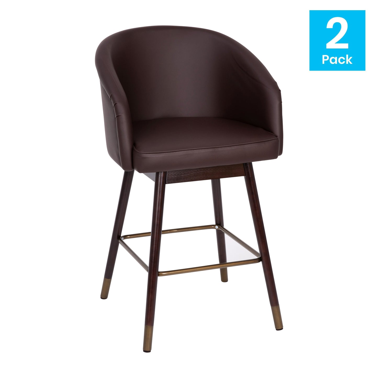 2PK Brown Leather 26" Barstool 2-AY-1928-26-BR-GG