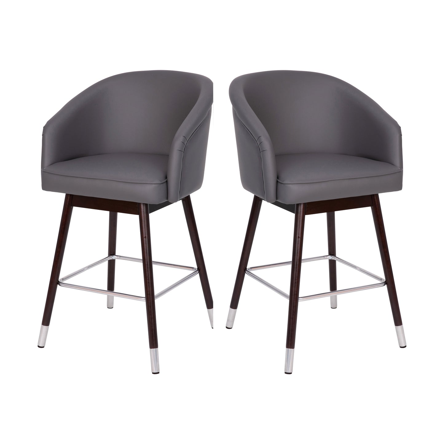 2PK Black Leather 26" Barstool 2-AY-1928-26-GY-GG