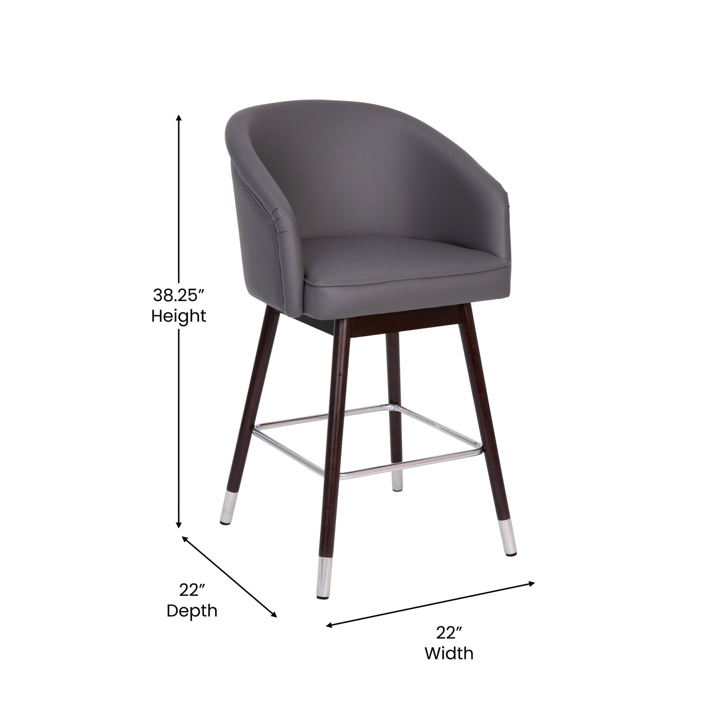 2PK Black Leather 26" Barstool 2-AY-1928-26-GY-GG