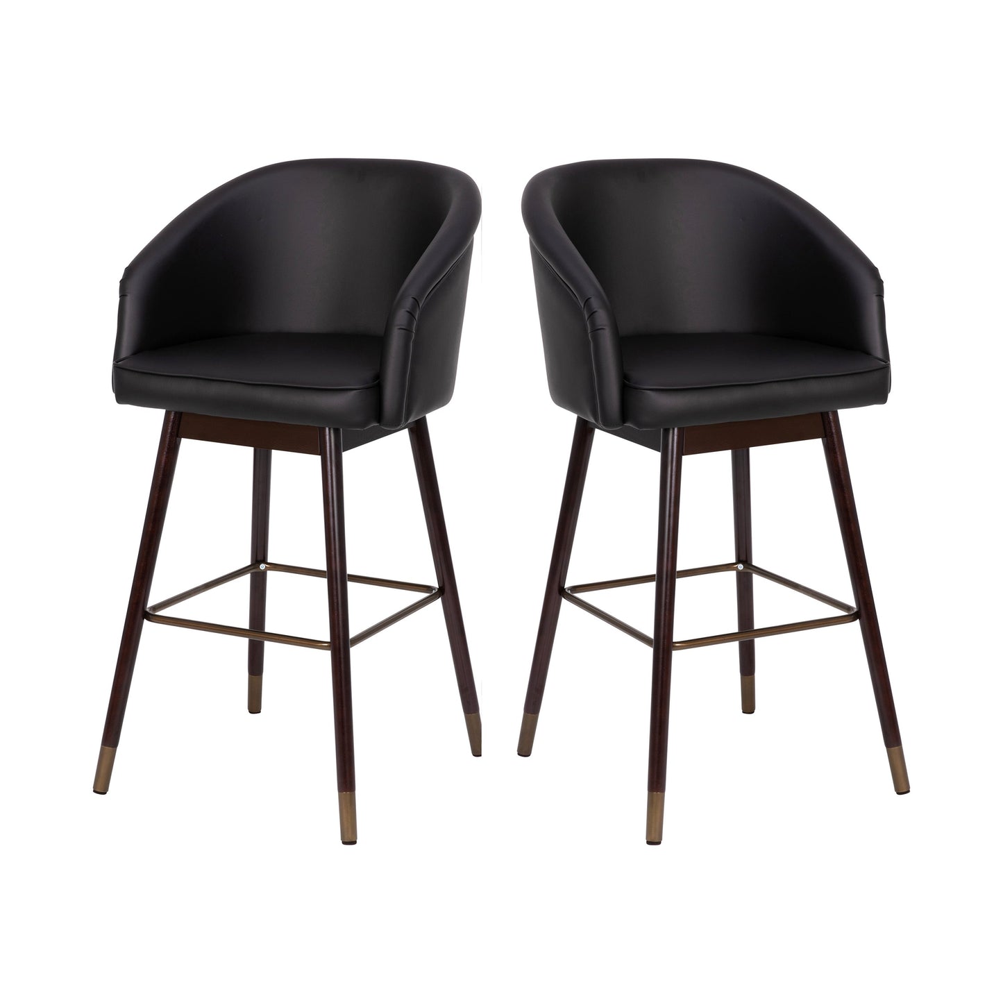 2PK Black LeatherSoft Barstool 2-AY-1928-30-BK-GG