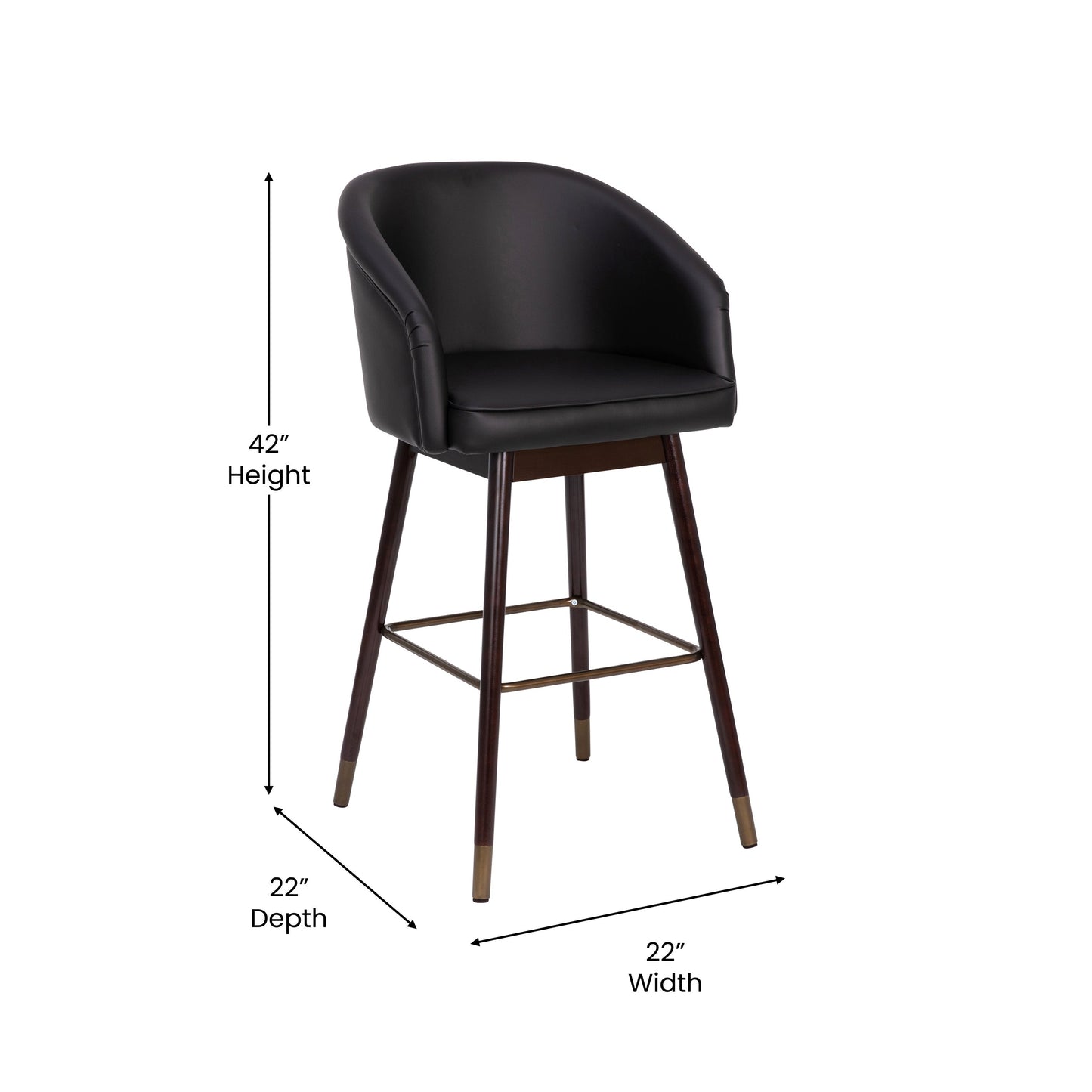 2PK Black LeatherSoft Barstool 2-AY-1928-30-BK-GG