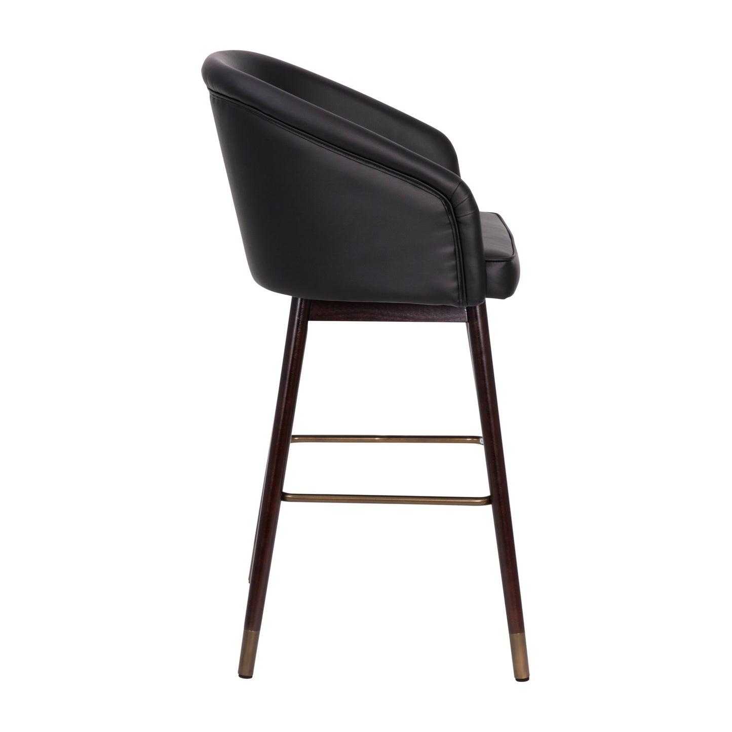 2PK Black LeatherSoft Barstool 2-AY-1928-30-BK-GG