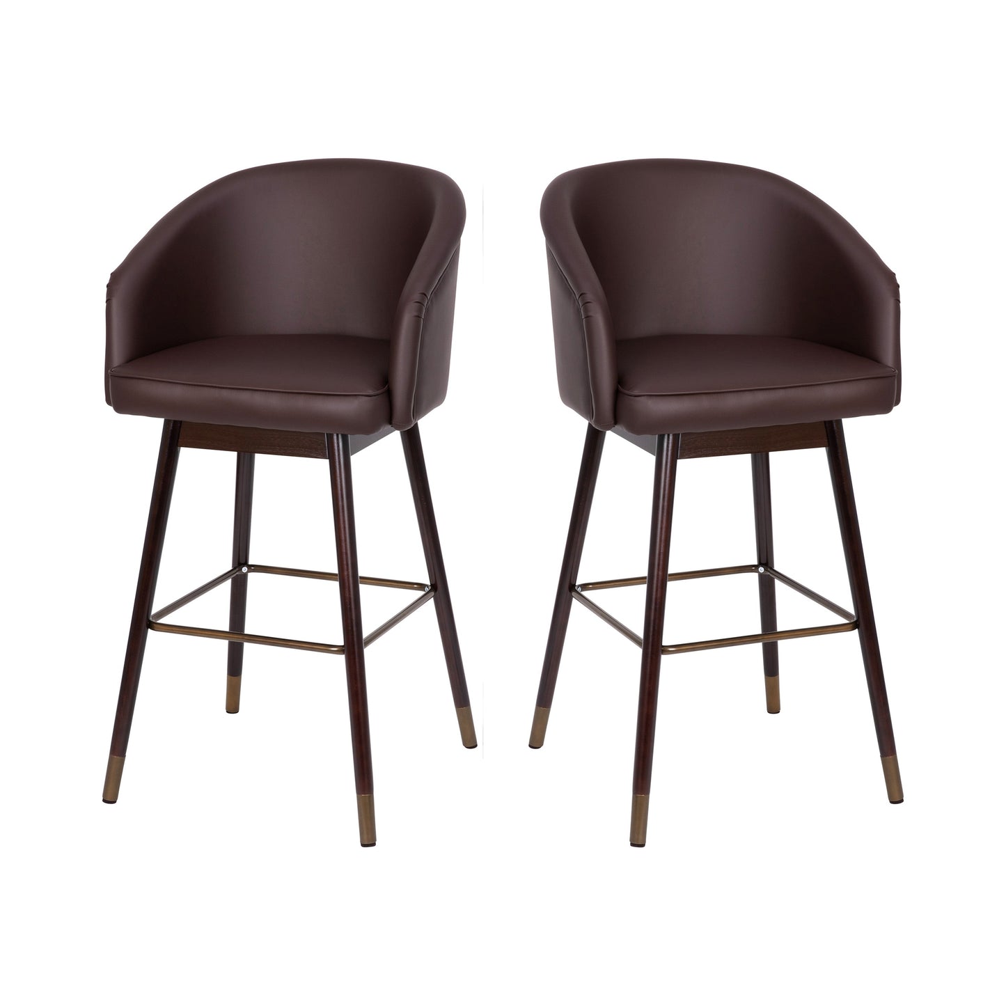 2PK Brown LeatherSoft Barstool 2-AY-1928-30-BR-GG