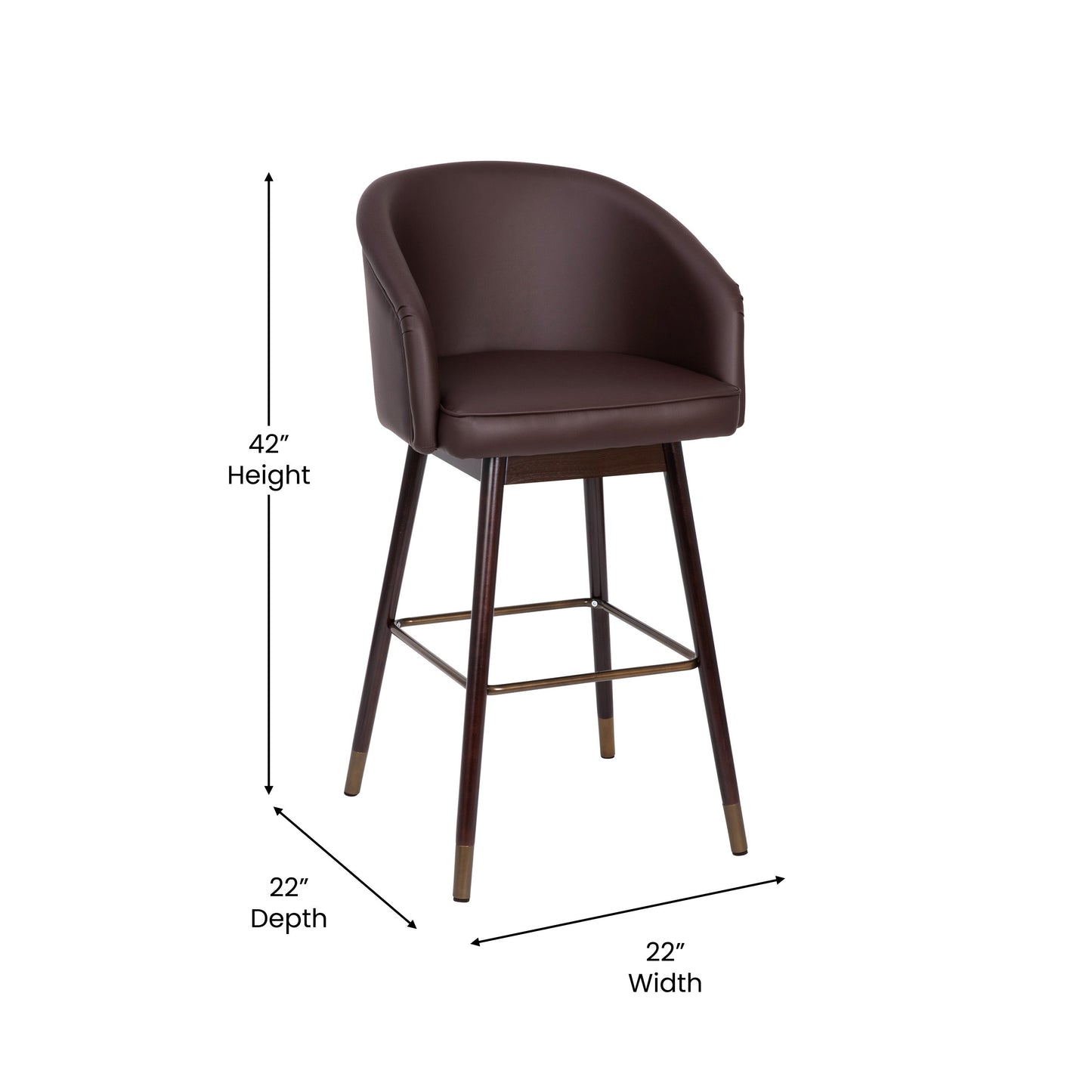 2PK Brown LeatherSoft Barstool 2-AY-1928-30-BR-GG