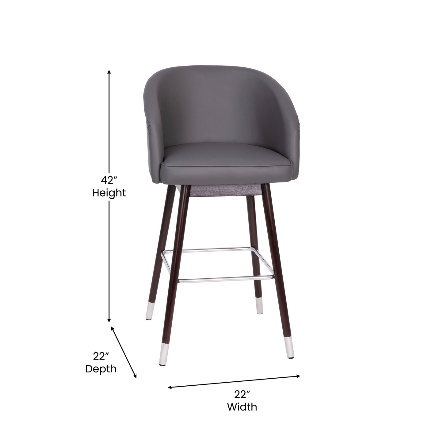 2PK Gray LeatherSoft Barstool 2-AY-1928-30-GY-GG