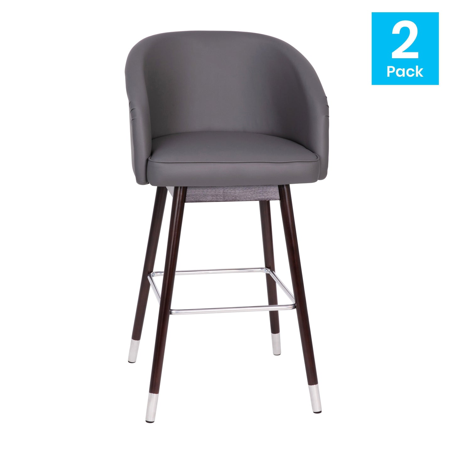 2PK Gray LeatherSoft Barstool 2-AY-1928-30-GY-GG