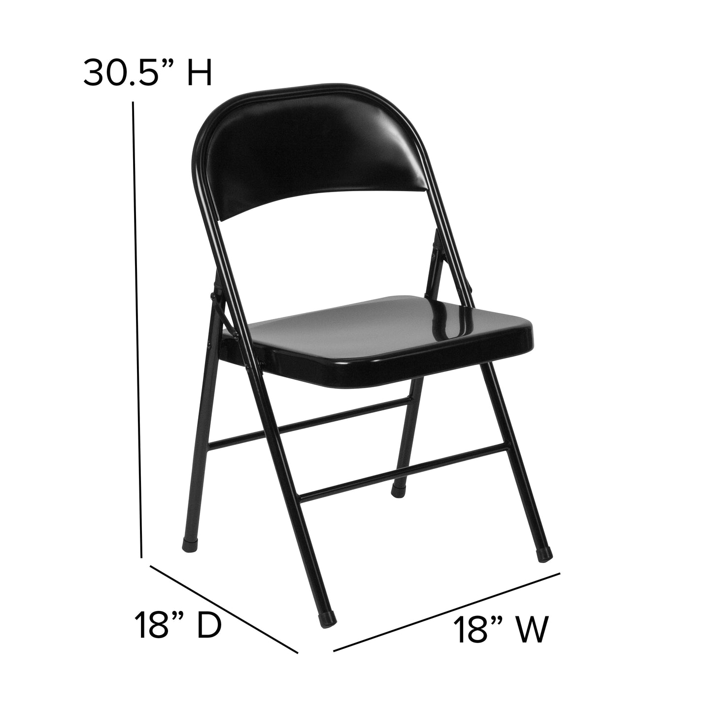 Black Metal Folding Chair 2-BD-F002-BK-GG