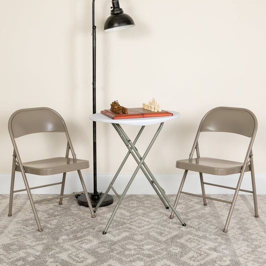 Gray Metal Folding Chair 2-BD-F002-GY-GG