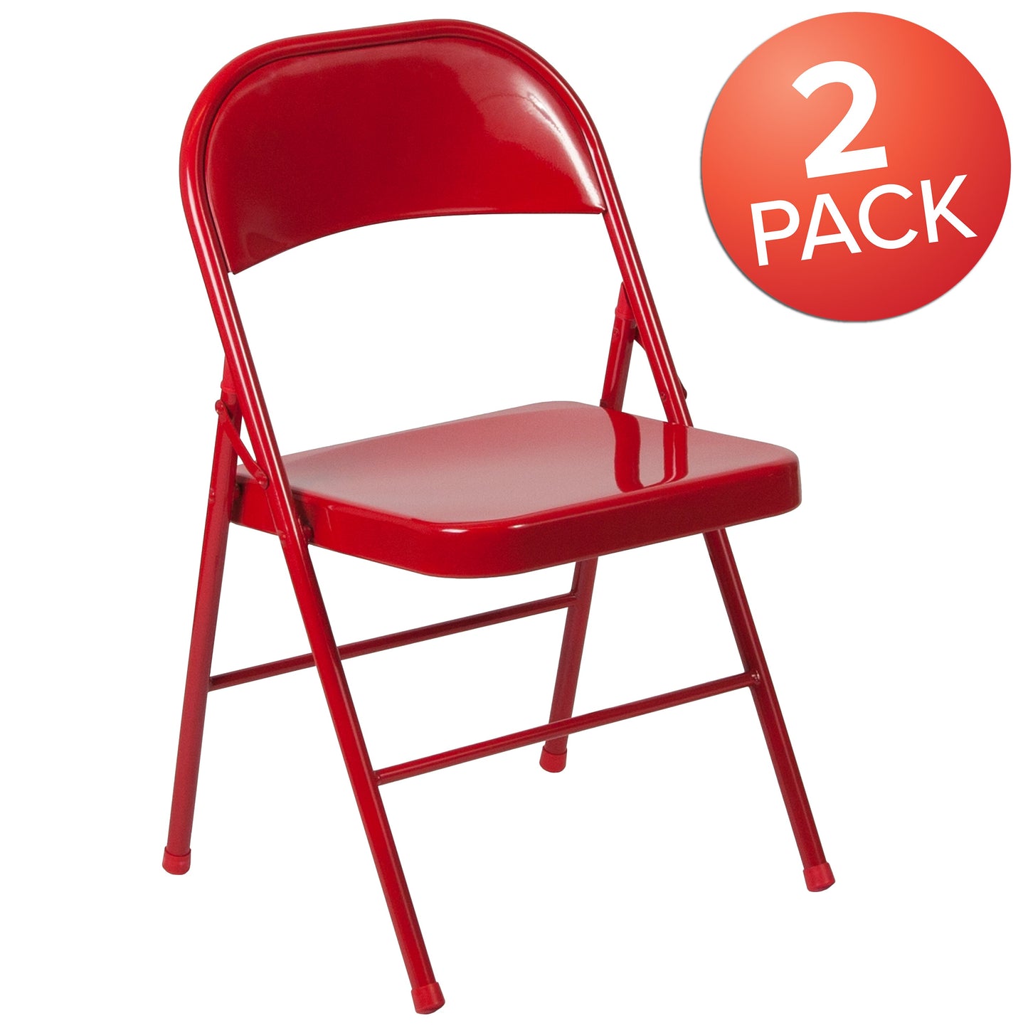 Red Metal Folding Chair 2-BD-F002-RED-GG