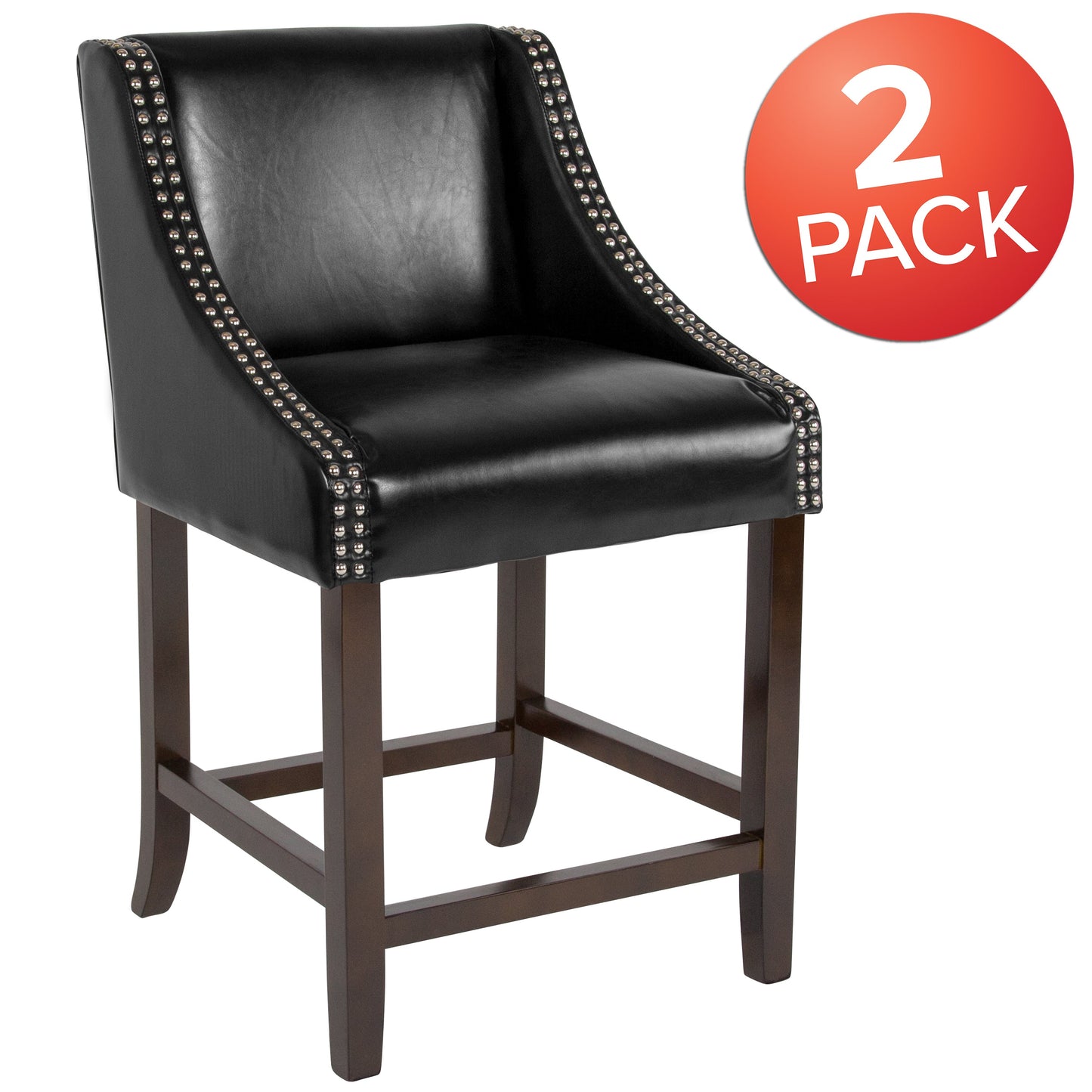 24" Black LeatherSoft Stool 2-CH-182020-24-BK-GG