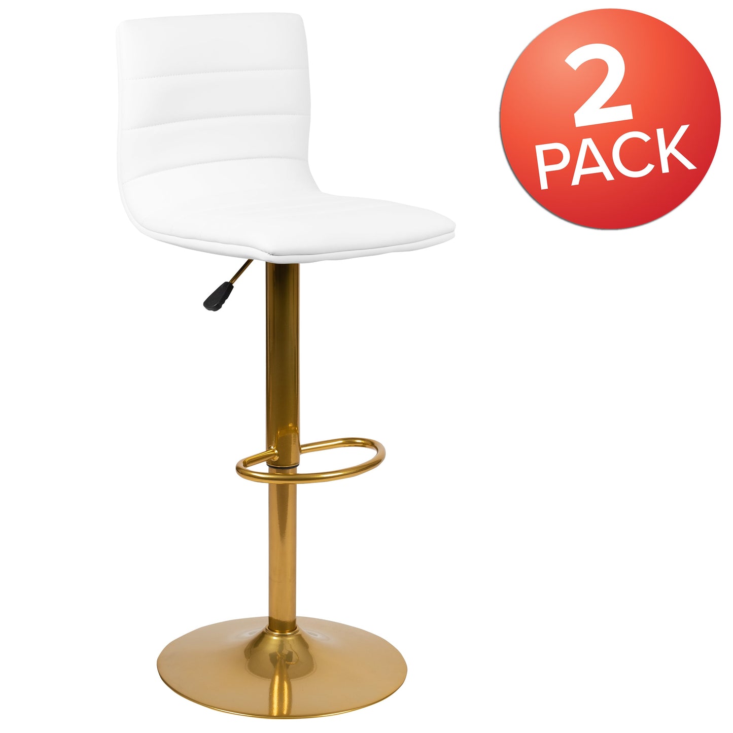 White Vinyl Barstool 2-CH-92023-1-WH-G-GG