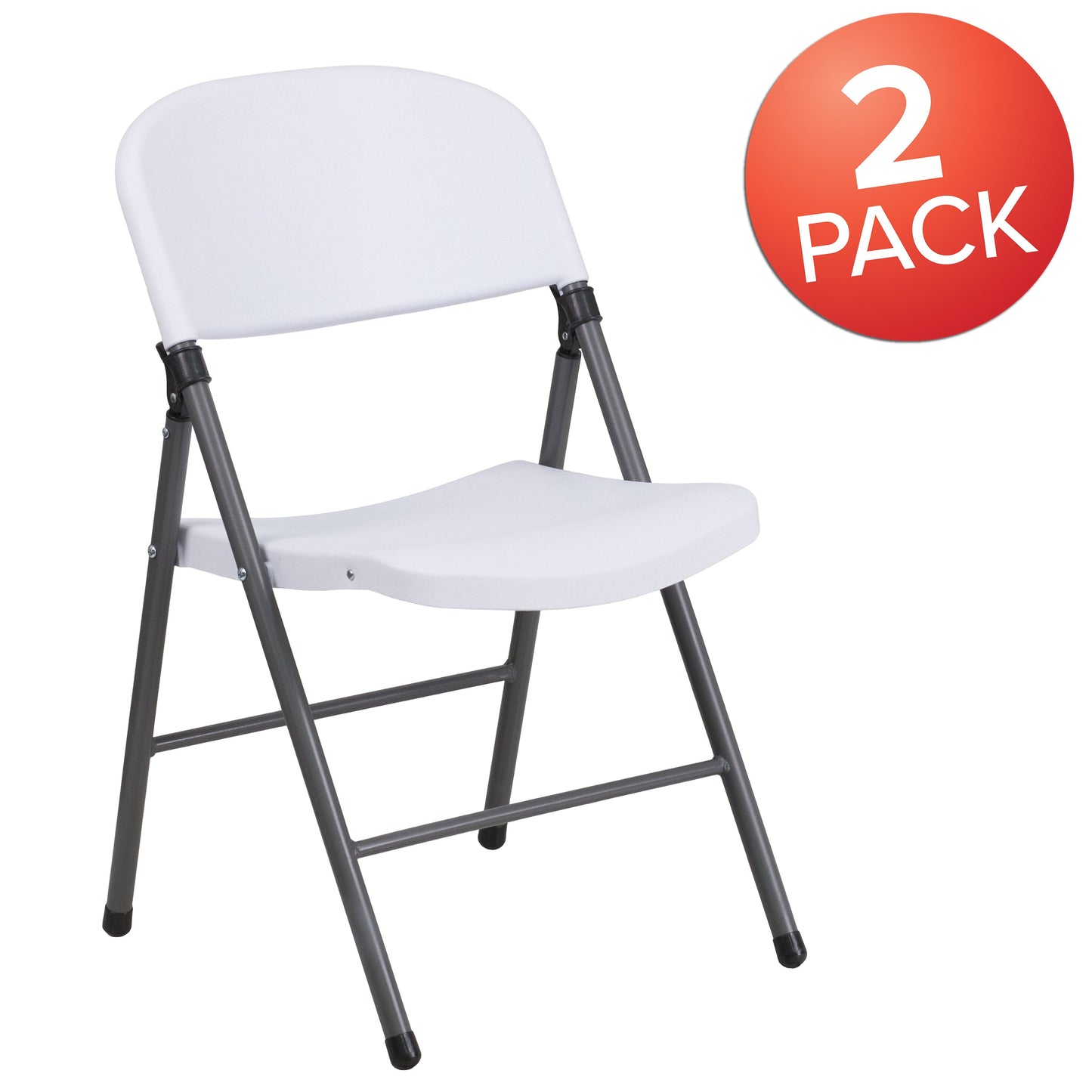 White Plastic Folding Chair 2-DAD-YCD-70-WH-GG