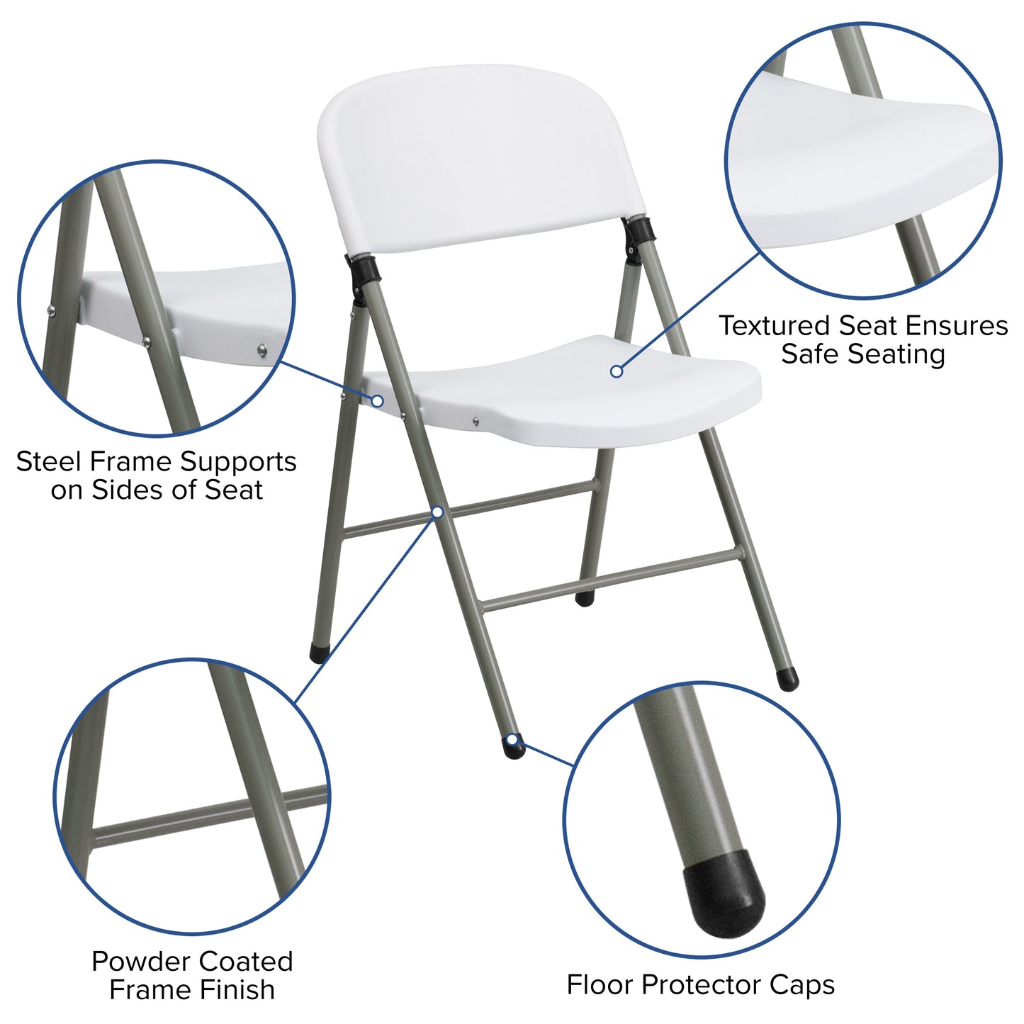 White Plastic Folding Chair 2-DAD-YCD-70-WH-GG