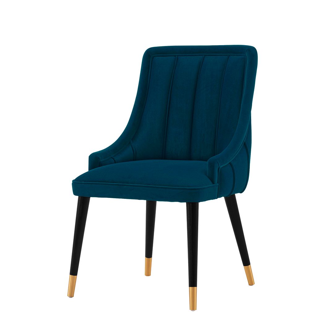 Manhattan Comfort Modern Eda Velvet Dining Chair in Midnight Blue- Set of 2