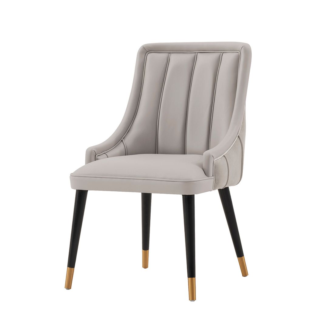 Manhattan Comfort Modern Eda Velvet and Leatherette Dining Chair in Grey- Set of 2