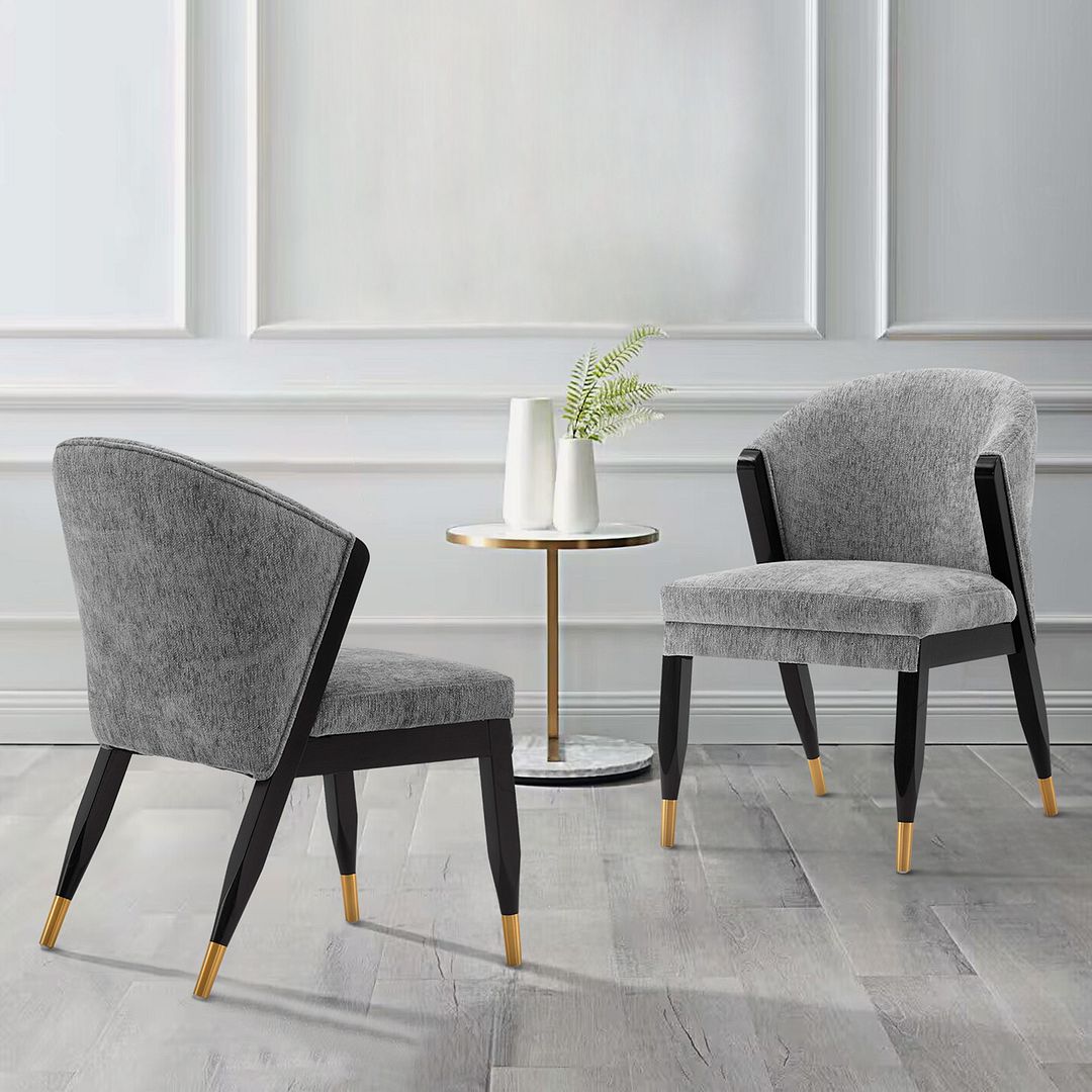 Manhattan Comfort Modern Ola Boucle Dining Chair in Grey- Set of 2