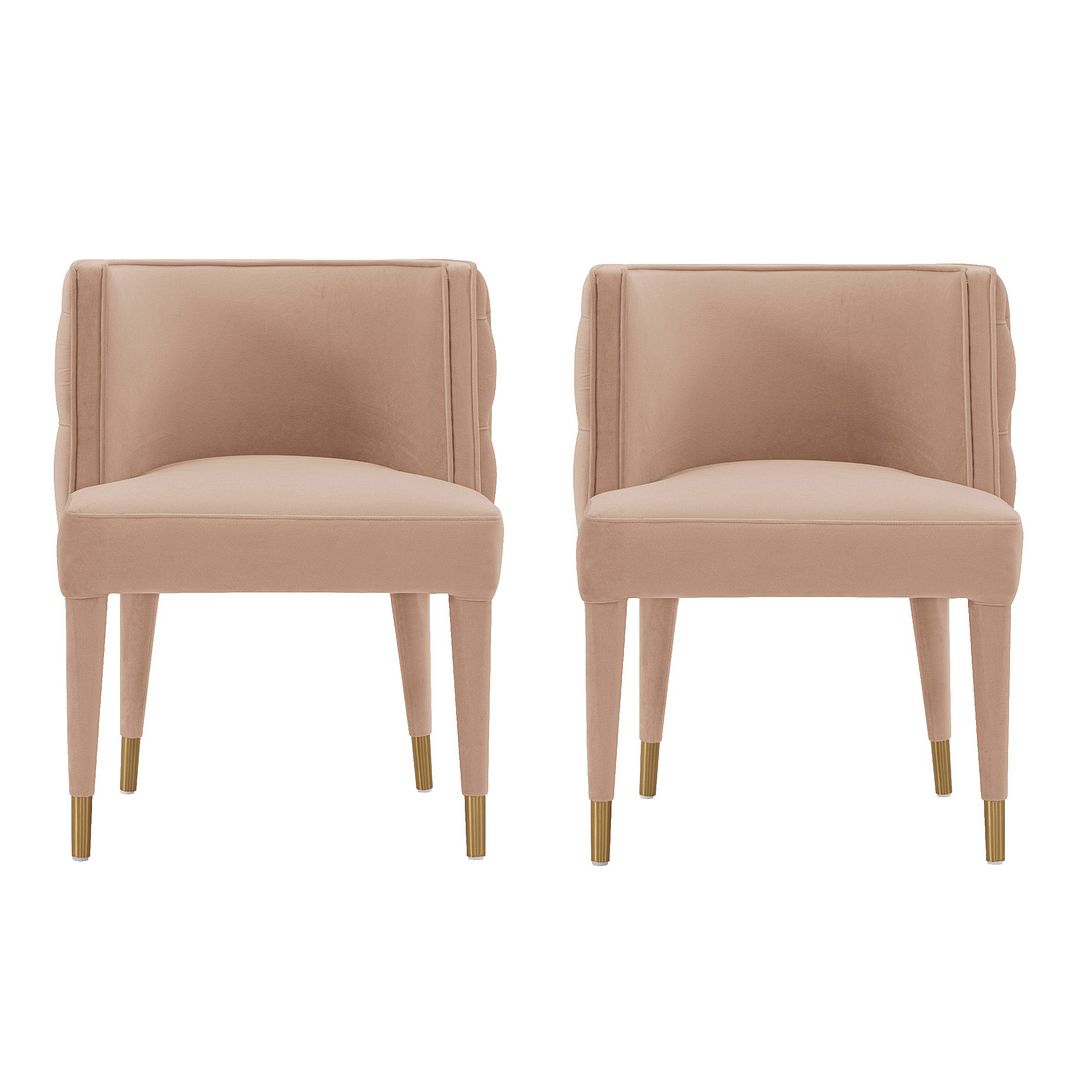 Manhattan Comfort Modern Maya Tufted Velvet Dining Chair in Nude  - Set of 2