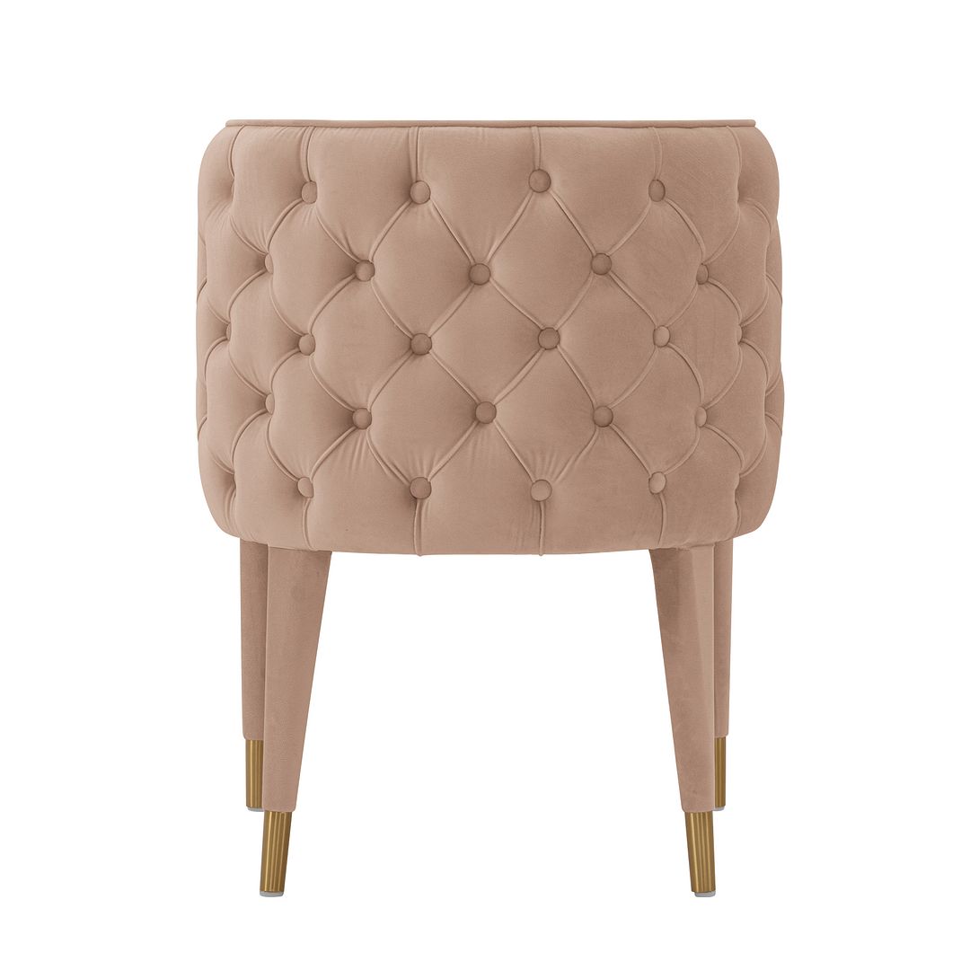 Manhattan Comfort Modern Maya Tufted Velvet Dining Chair in Nude  - Set of 2