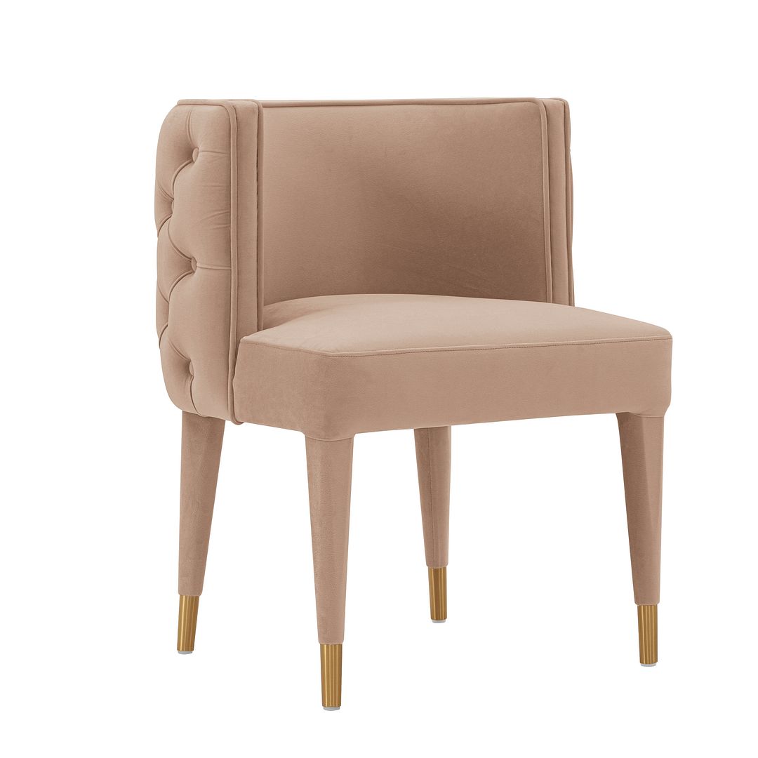 Manhattan Comfort Modern Maya Tufted Velvet Dining Chair in Nude  - Set of 2