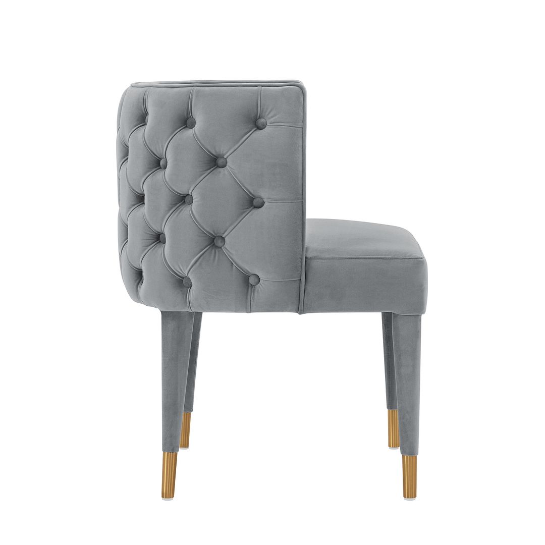 Manhattan Comfort Modern Maya Tufted Velvet Dining Chair in Grey  - Set of 2