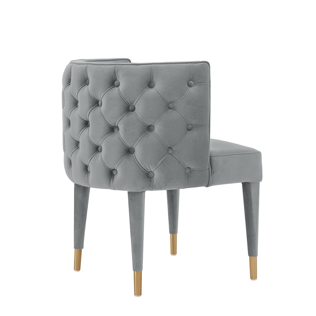 Manhattan Comfort Modern Maya Tufted Velvet Dining Chair in Grey  - Set of 2