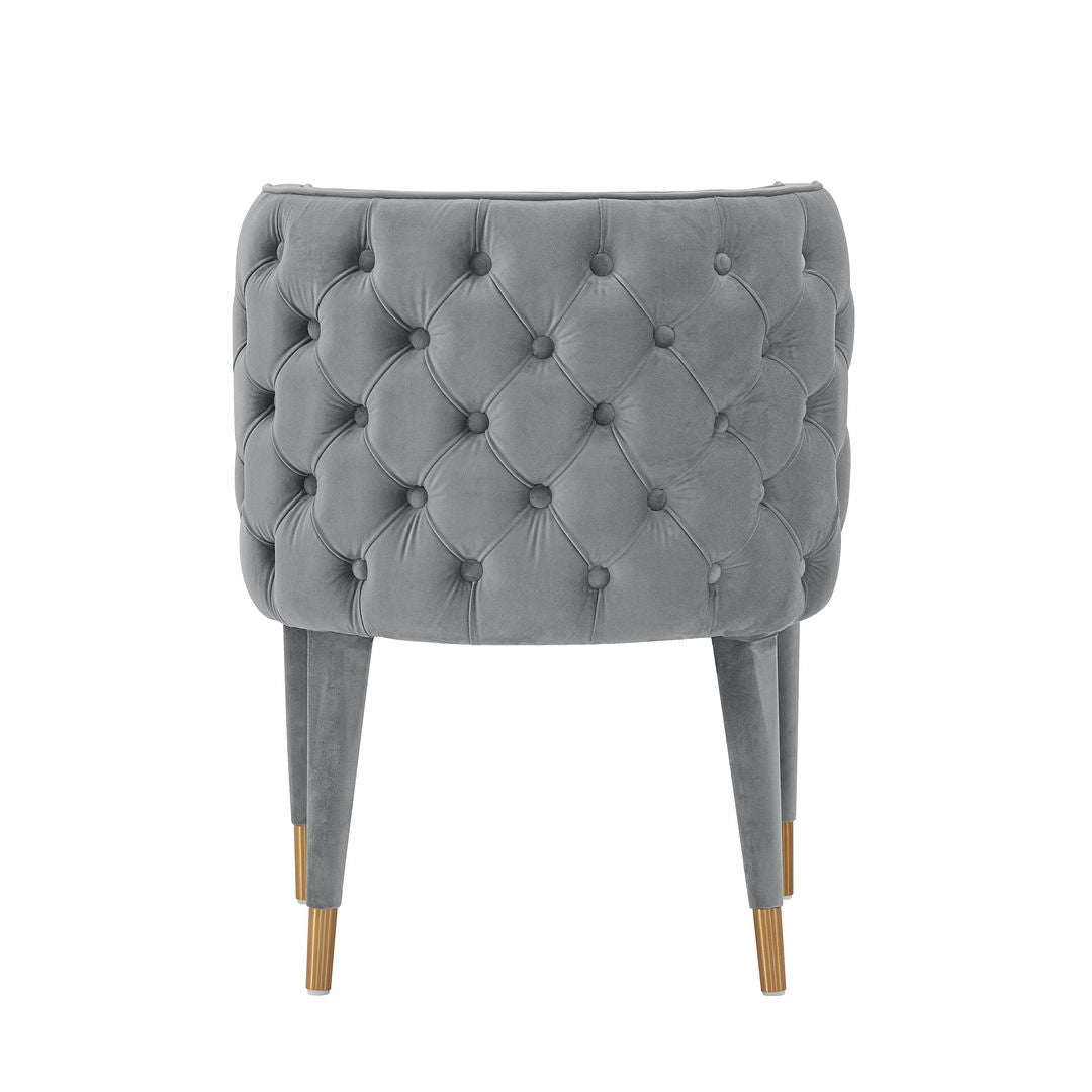 Manhattan Comfort Modern Maya Tufted Velvet Dining Chair in Grey  - Set of 2