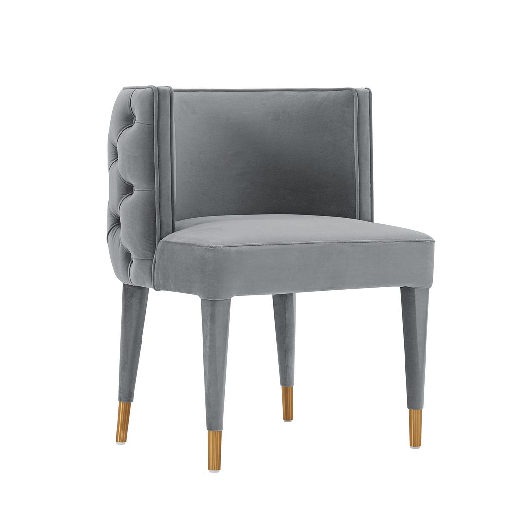 Manhattan Comfort Modern Maya Tufted Velvet Dining Chair in Grey  - Set of 2