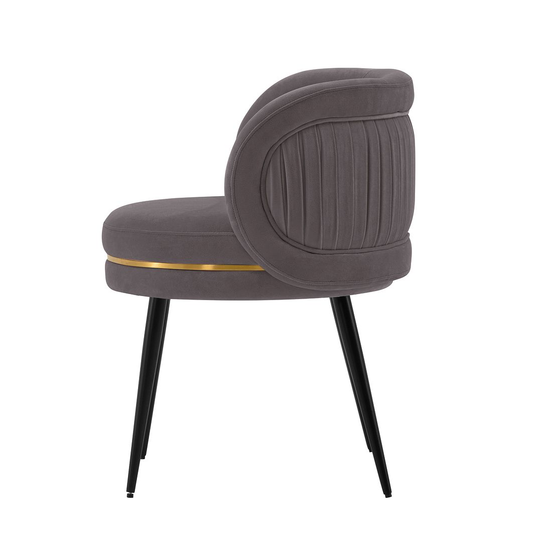 Manhattan Comfort Modern Kaya Pleated Velvet Dining Chair in Grey - Set of 2