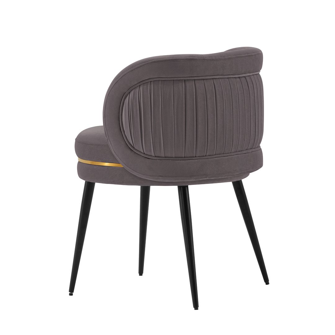 Manhattan Comfort Modern Kaya Pleated Velvet Dining Chair in Grey - Set of 2