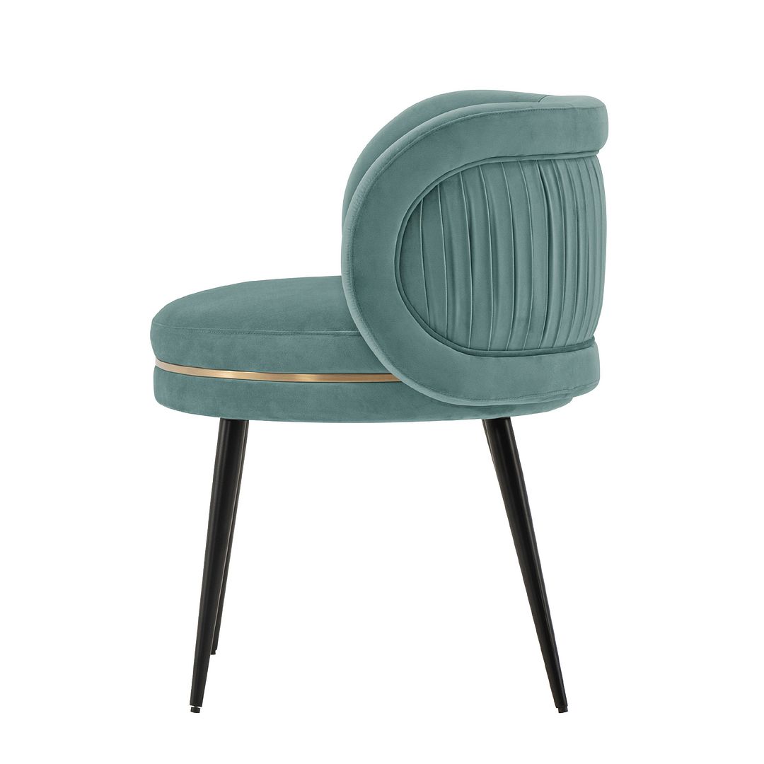 Manhattan Comfort Modern Kaya Pleated Velvet Dining Chair in Mint Green - Set of 2