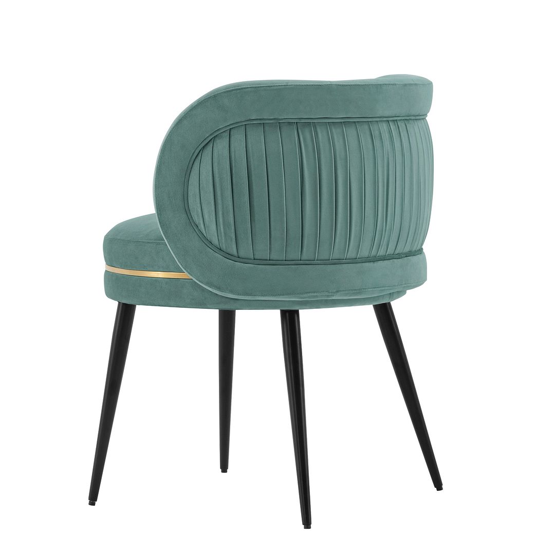 Manhattan Comfort Modern Kaya Pleated Velvet Dining Chair in Mint Green - Set of 2