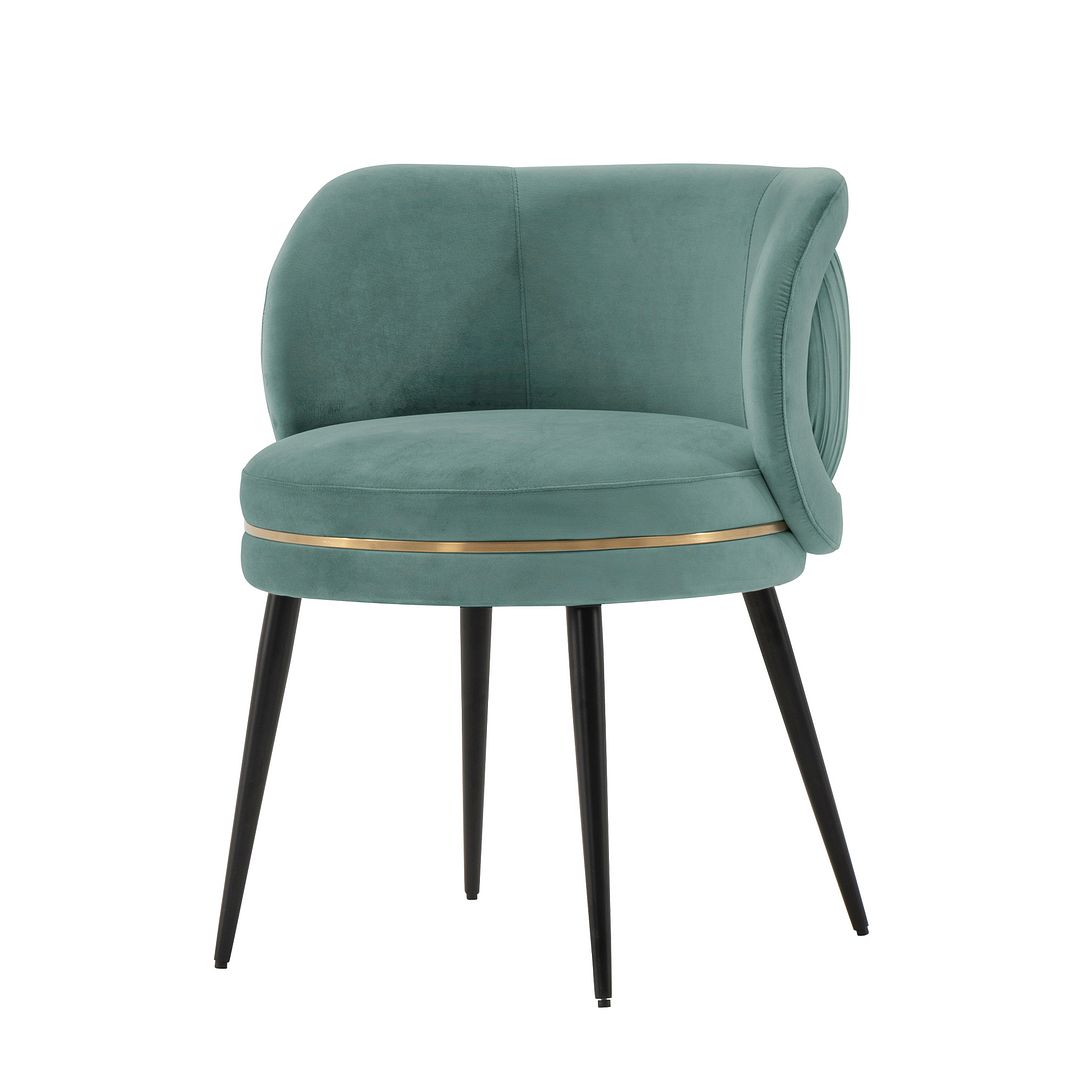 Manhattan Comfort Modern Kaya Pleated Velvet Dining Chair in Mint Green - Set of 2