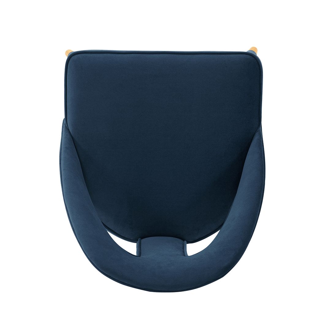 Manhattan Comfort Modern Neda Velvet  Dining Chair in Midnight Blue - Set of 2