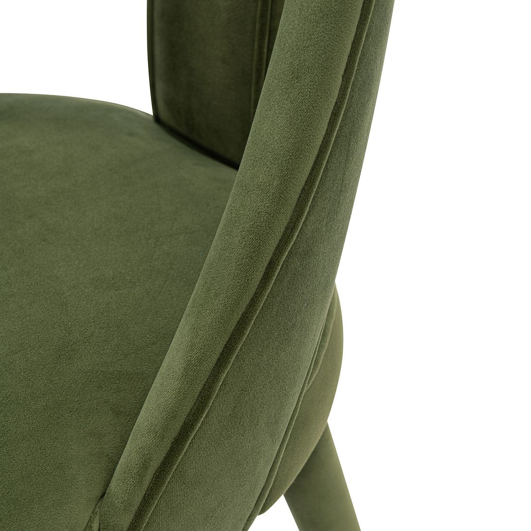 Manhattan Comfort Modern Neda Velvet  Dining Chair in Olive Green - Set of 2