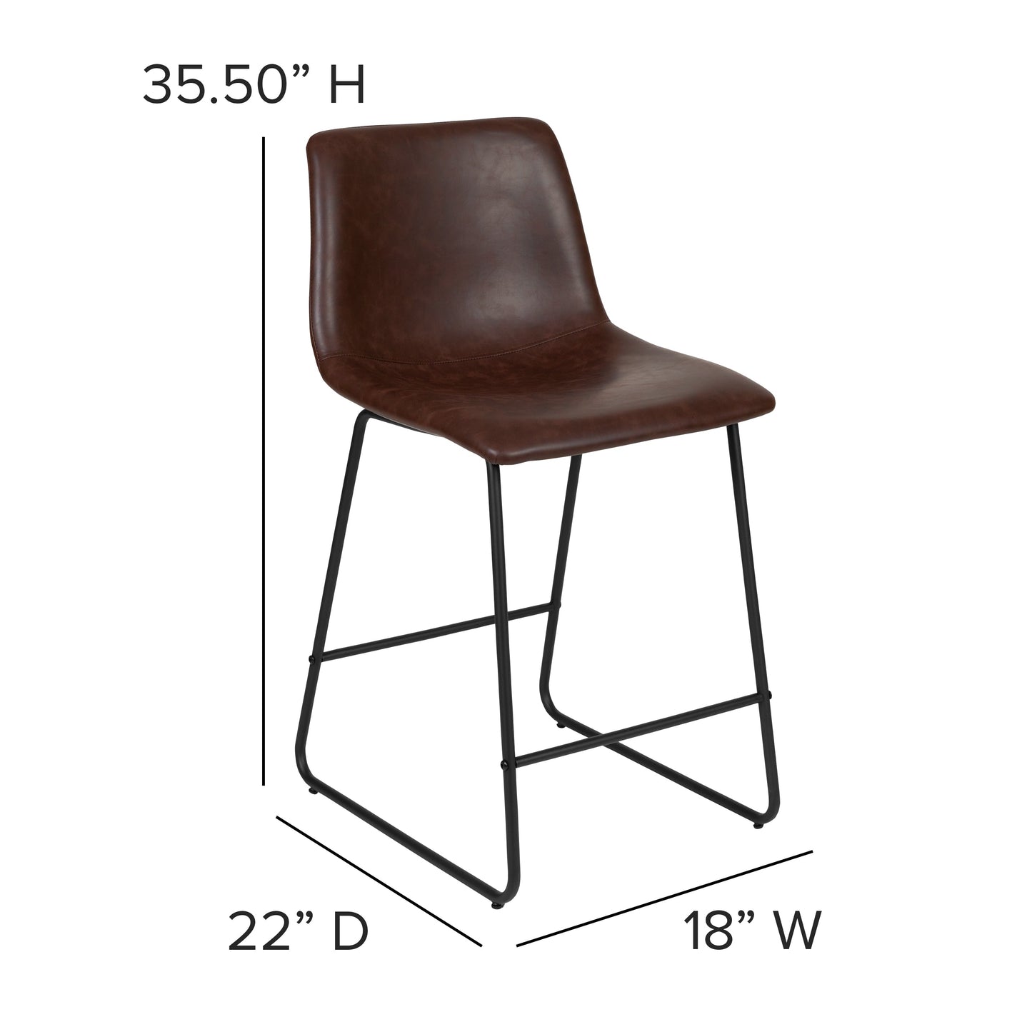 2PK 24" DK Brown Dining Stool 2-ET-ER18345-24-DB-GG