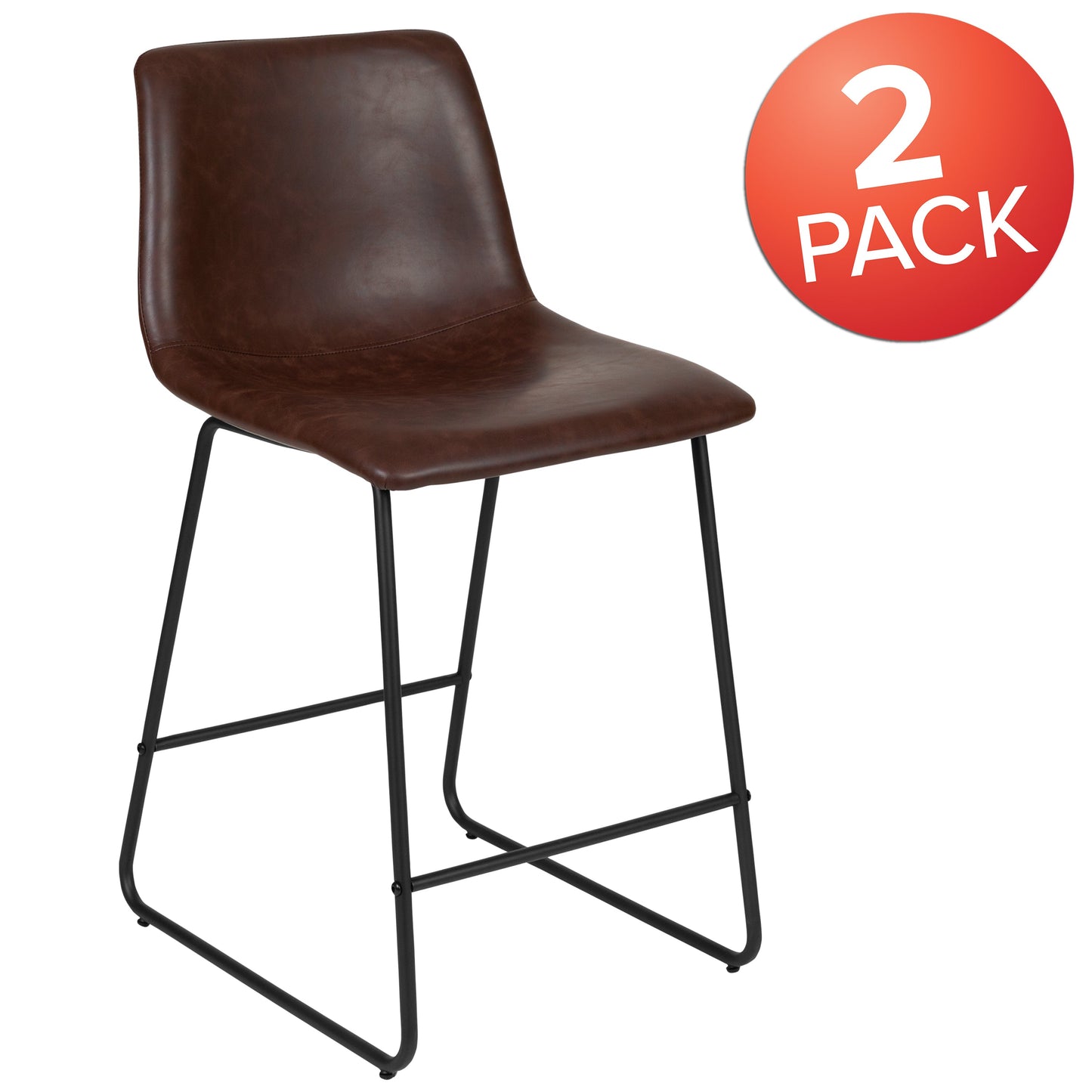 2PK 24" DK Brown Dining Stool 2-ET-ER18345-24-DB-GG