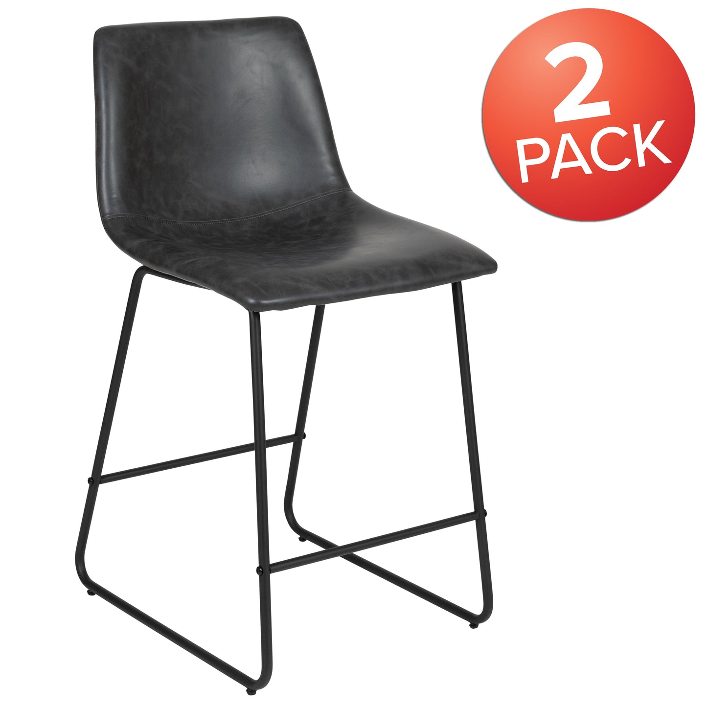 2PK 24" Dark Gray Dining Stool 2-ET-ER18345-24-GY-GG