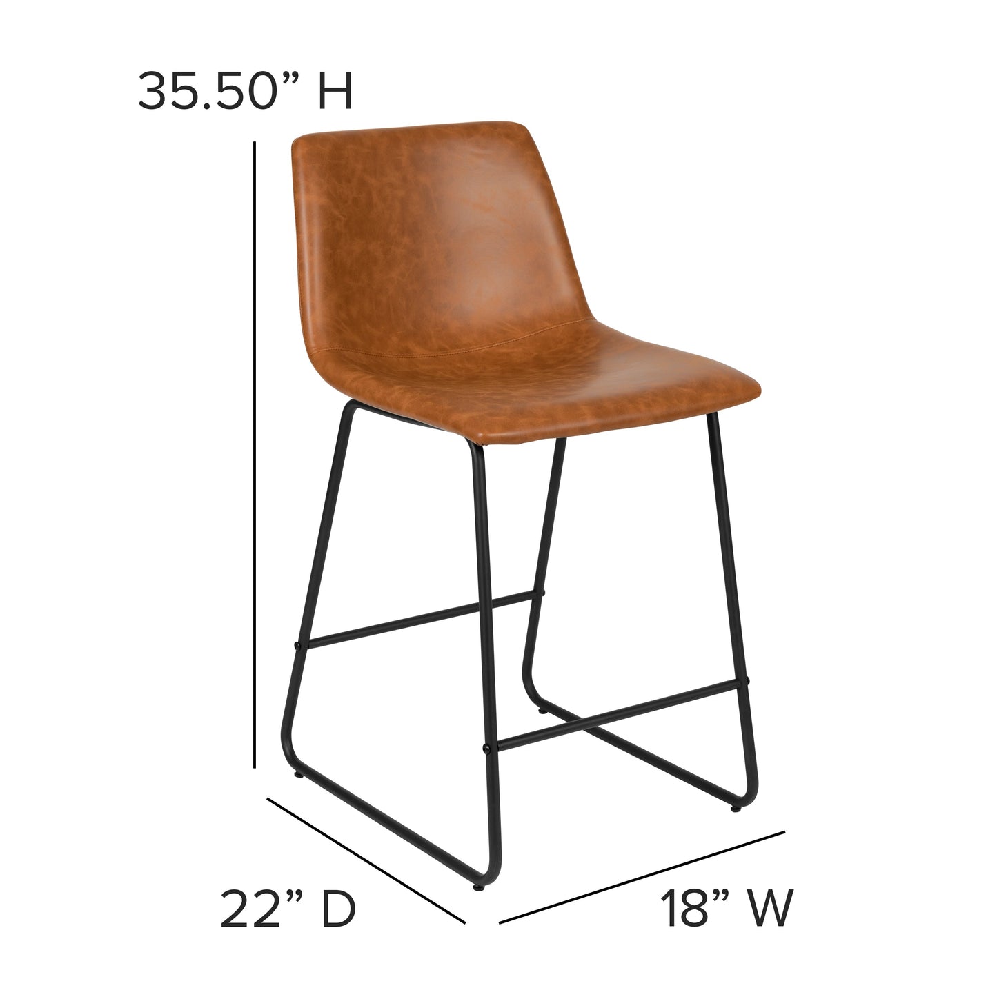 2PK 24" LT Brown Dining Stool 2-ET-ER18345-24-LB-GG