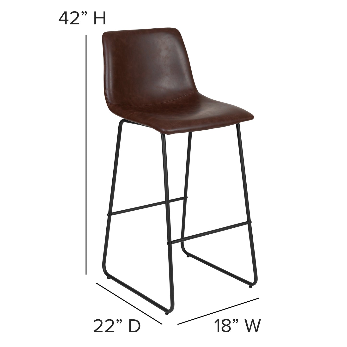 2PK 30" DK Brown Dining Stool 2-ET-ER18345-30-DB-GG