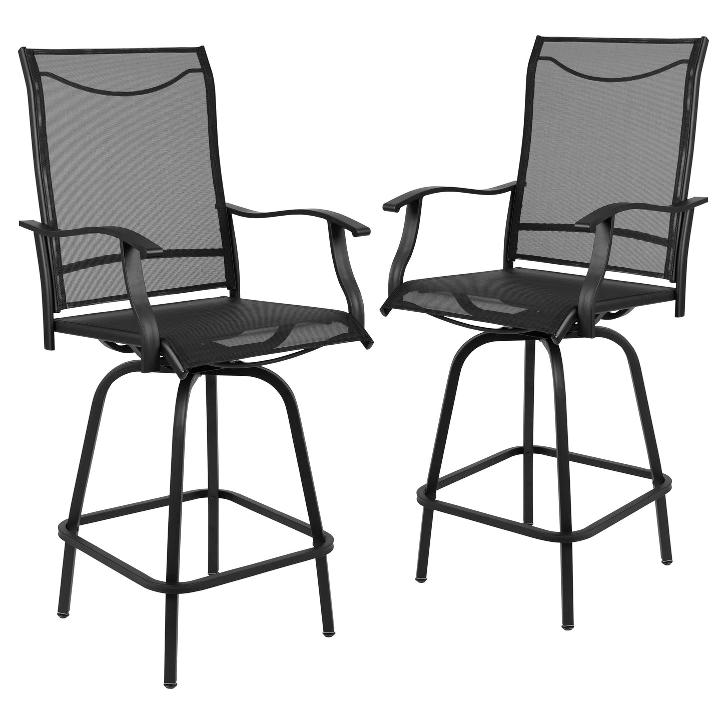 2PK Black Swivel Patio Stool 2-ET-SWVLPTO-30-BK-GG