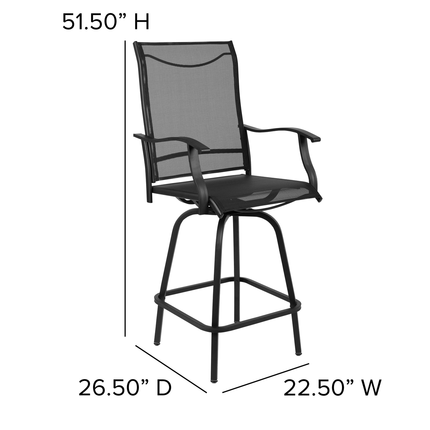 2PK Black Swivel Patio Stool 2-ET-SWVLPTO-30-BK-GG