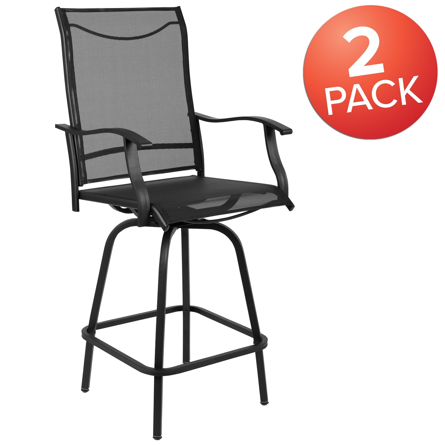 2PK Black Swivel Patio Stool 2-ET-SWVLPTO-30-BK-GG