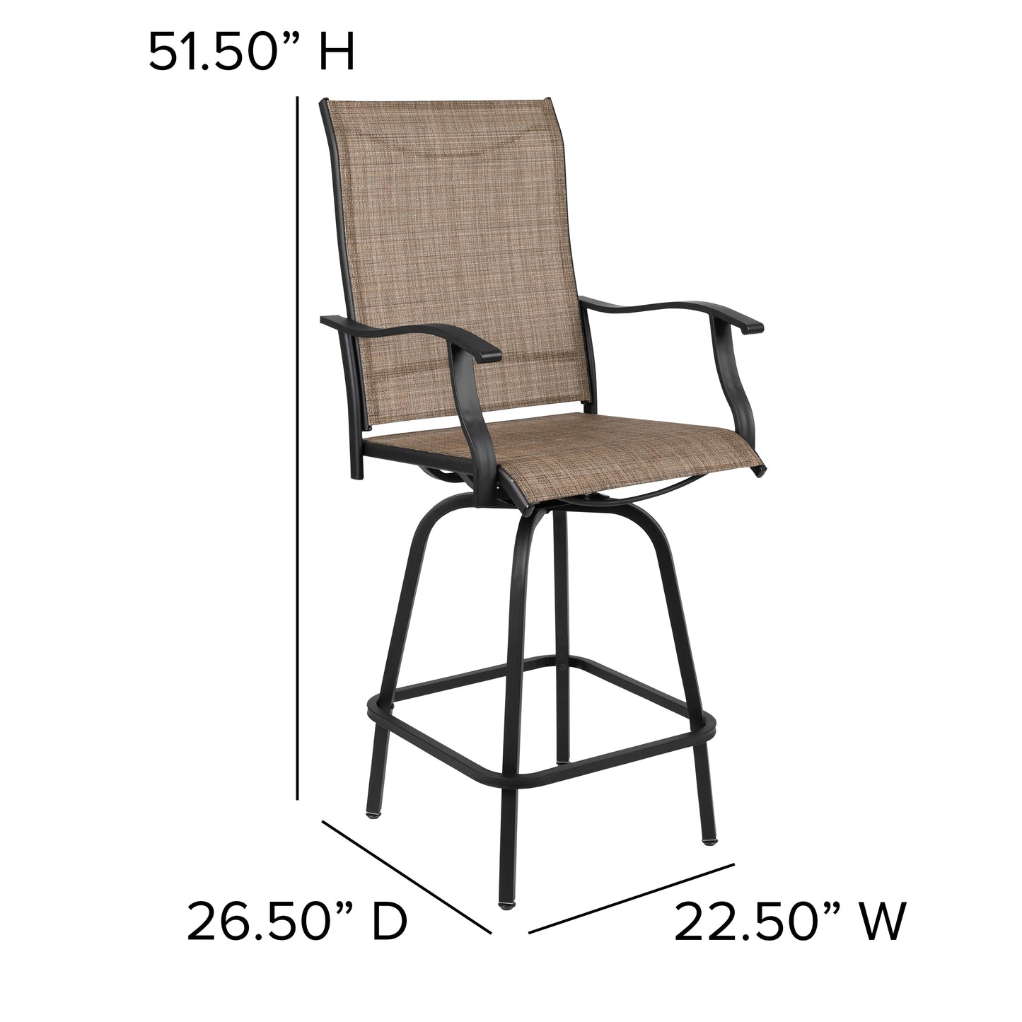 Set of 2 Outdoor Stools - 360 Degree Swivel Bar Stools