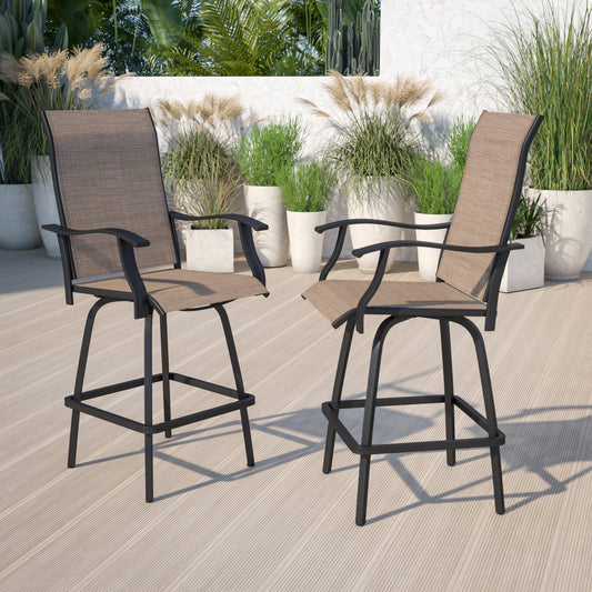 2PK Brown Swivel Patio Stool 2-ET-SWVLPTO-30-GG