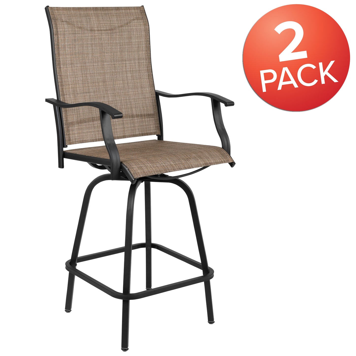 2PK Brown Swivel Patio Stool 2-ET-SWVLPTO-30-GG