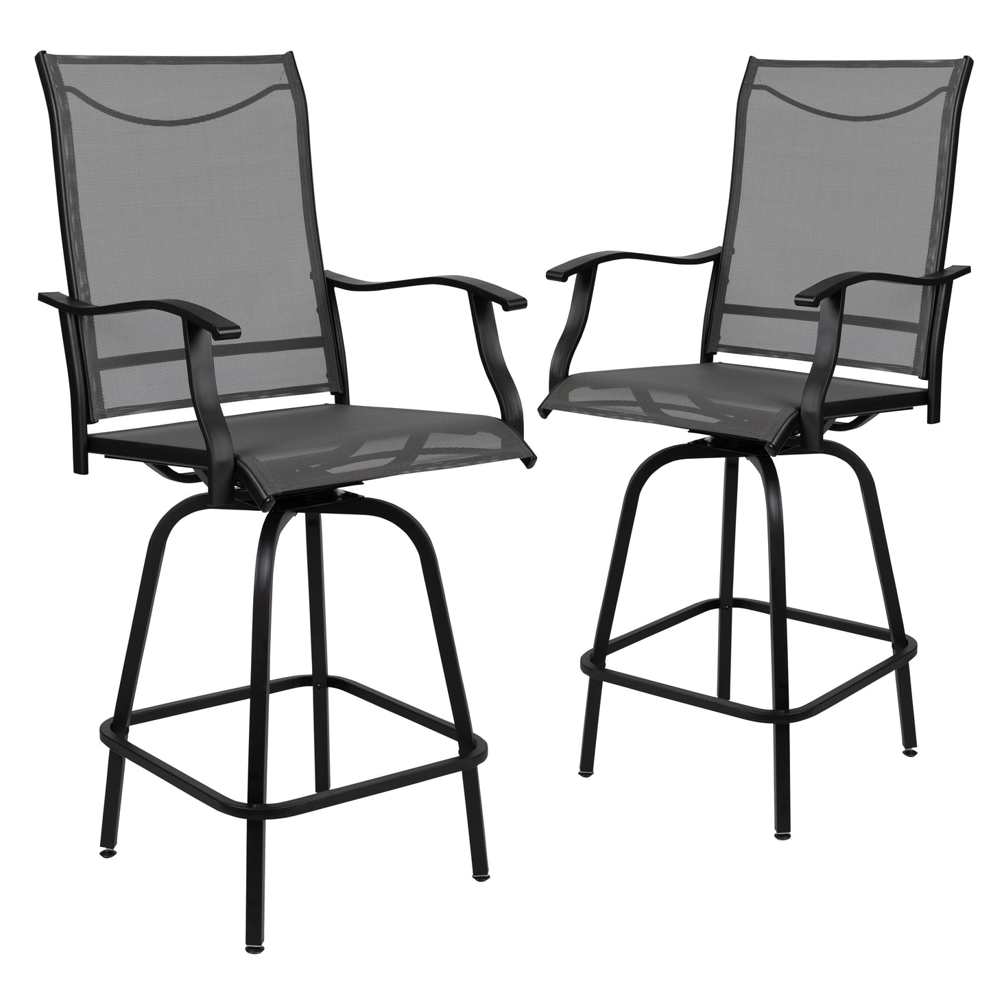 2PK Gray Swivel Patio Stool 2-ET-SWVLPTO-30-GR-GG