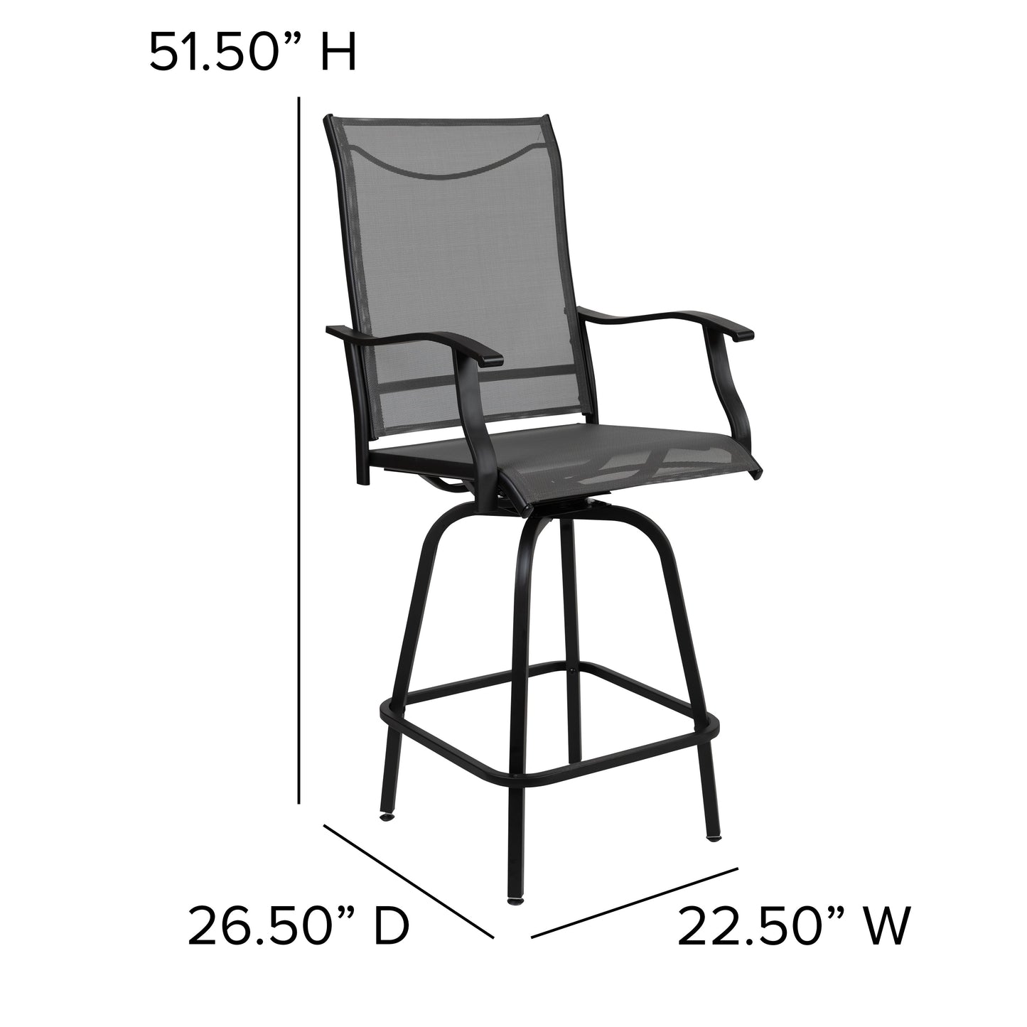 Set of 2 Outdoor Stools - 360 Degree Swivel Bar Stools